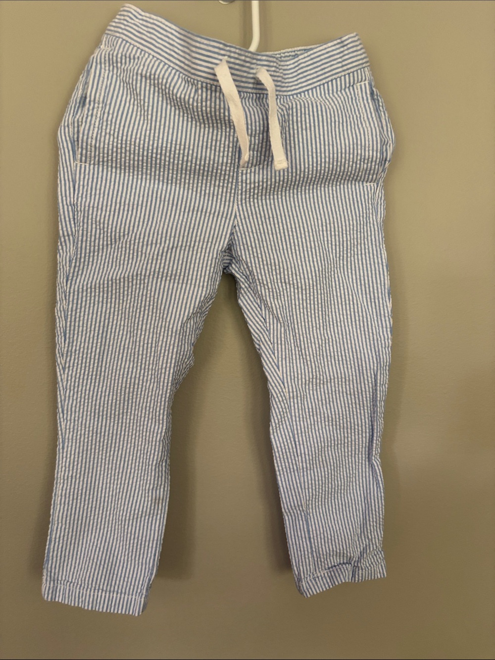 Janie and Jack Blue & White Striped Seersucker Pants